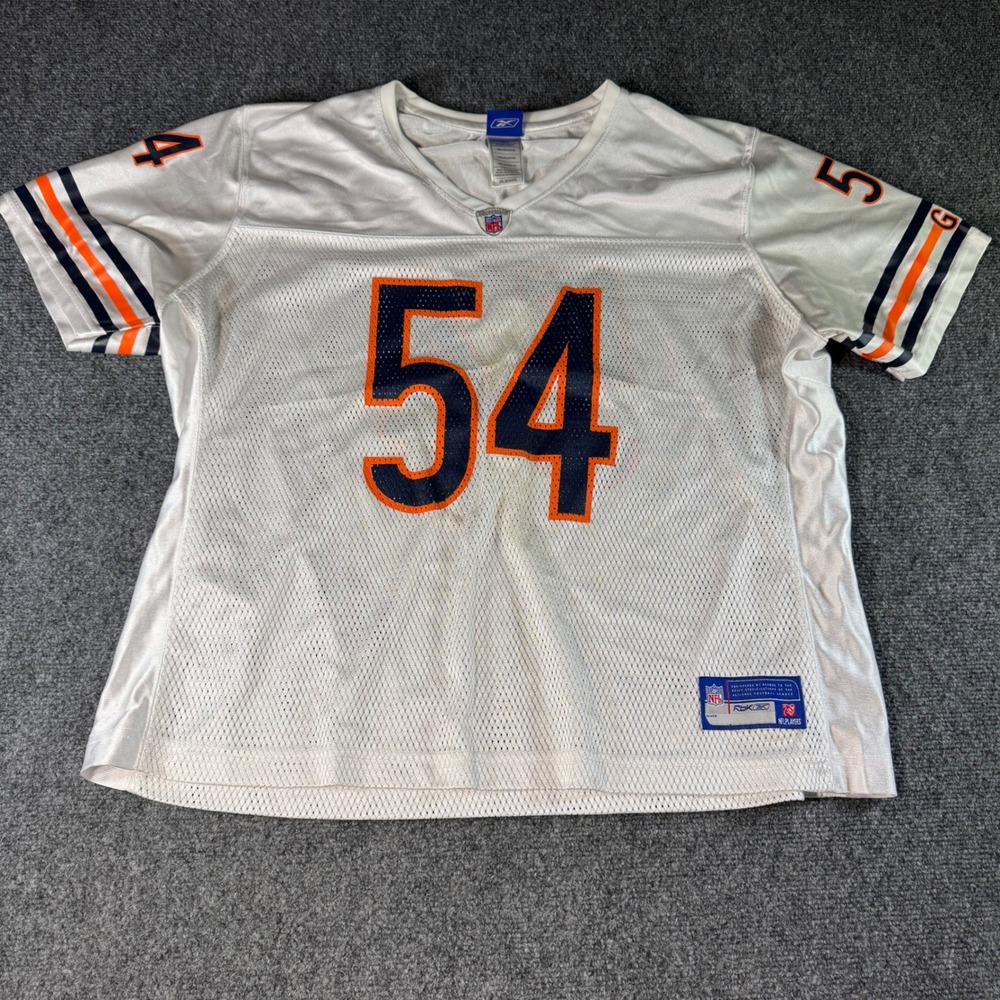 Reebok Chicago Bears Brian Urlacher 54 NFL Jersey White Womens 2XL 7165W 07